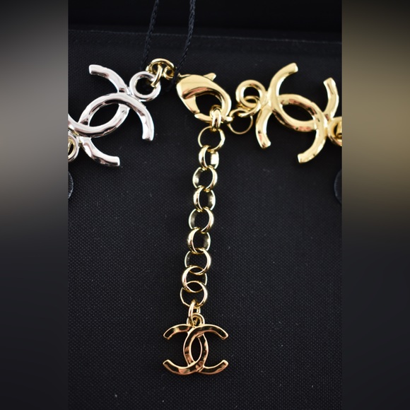 Chanel 26P Gold Silver Mixed Metal CC Logo Chain Link Cuban Choker Necklace - Picture 10 of 15